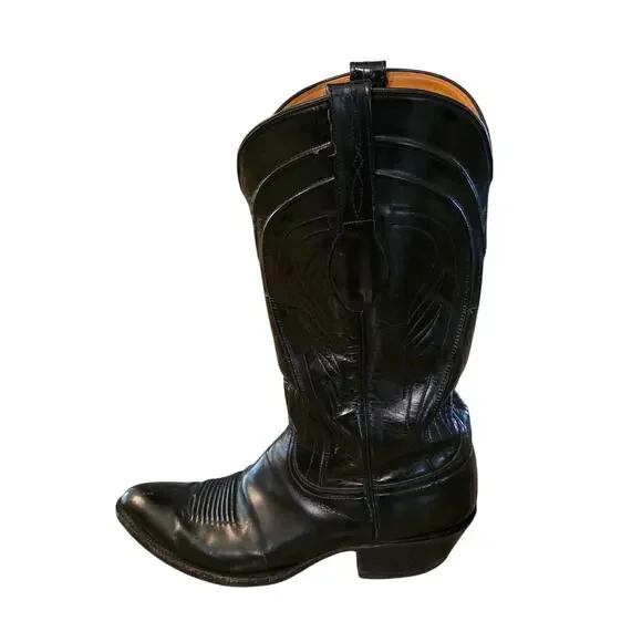 Lucchese Men's Classic Goat Skin Black Boots Size 10 - Picture 8 of 15